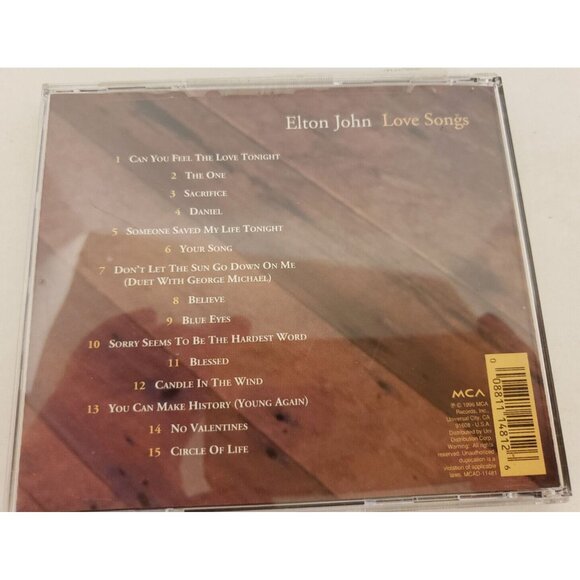 CD "Love Songs" Elton John ©1996 MCA "Don't Let the Sun Go Down" w Geo. Michael - Picture 2 of 2